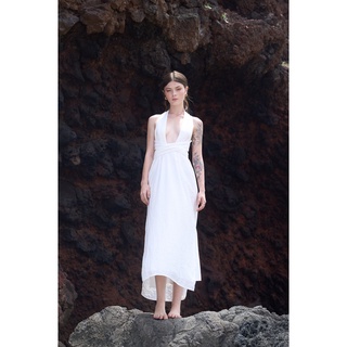 Daphale - đầm xẻ ngực linen ensley