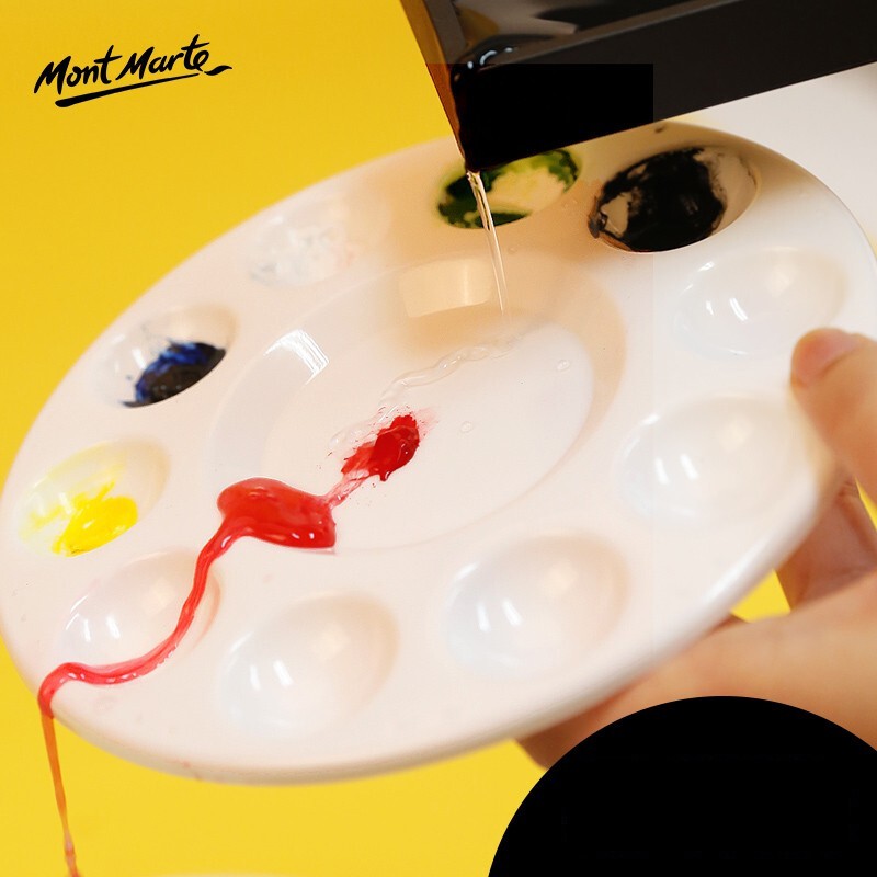 [Hỏa Tốc HCM] Khay Pha Màu Nhựa Tròn 17cm Mont Marte - Round Plastic Palette 17cm - AMPL0001