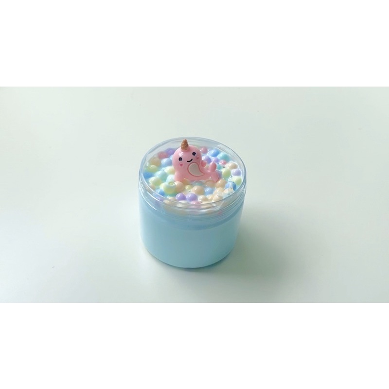 NARWHAL CEREAL (Half Floam Slime) Slime có xốp bảy màu, kèm charm kỳ lân biển, cốm ngũ cốc. Đồ chơi chất nhờn ma quái