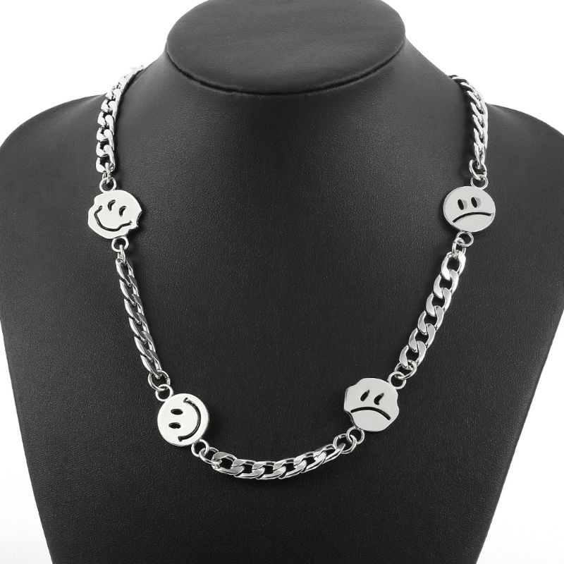 Flgo Vòng cổ Bằng Thép Titan Mặt Cười Khóc Phong Cách Hip Hop Đơn Giản Dành Cho Ngày Của Mẹ