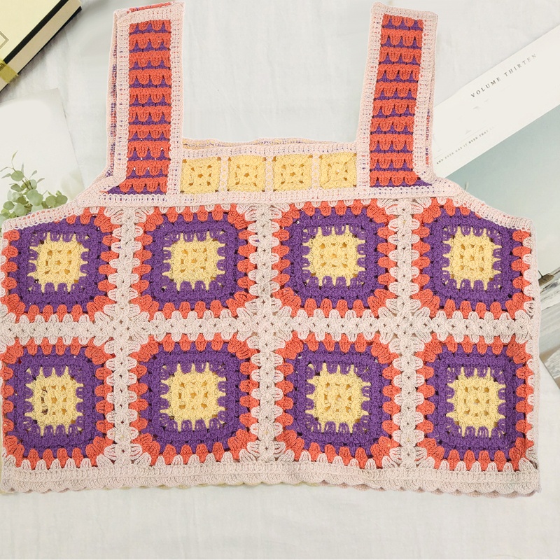 Youyo Áo Croptop Dệt Kim Không Tay Nhiều Màu Sắc Phong Cách Boho Cho Nữ Ves
