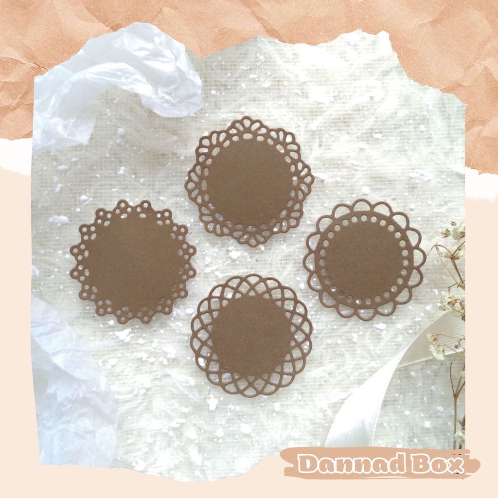 Set 16 Diecut Paper Cutting Doily Tròn Trang Trí Journal Scrapbook DIY