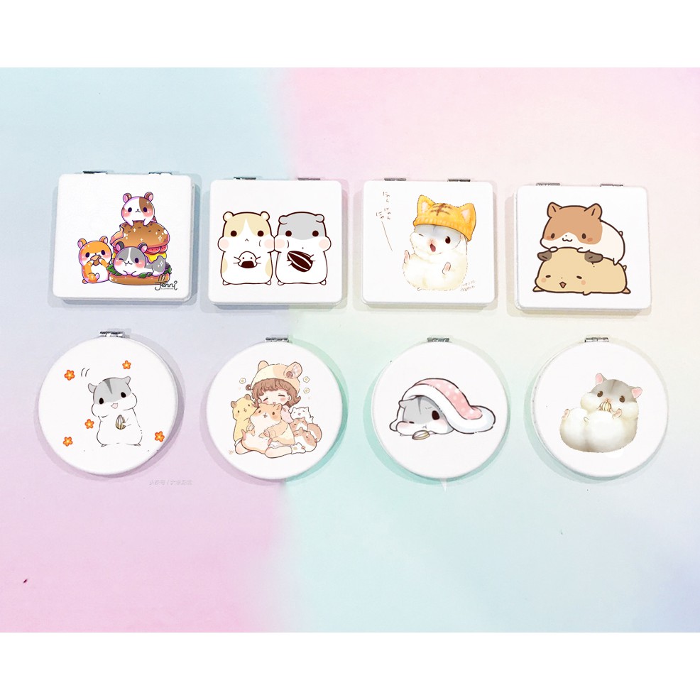 Gương 2 mặt chuột hamster pheobe gương pu GPI6 gương hoạt hình gương dễ thương