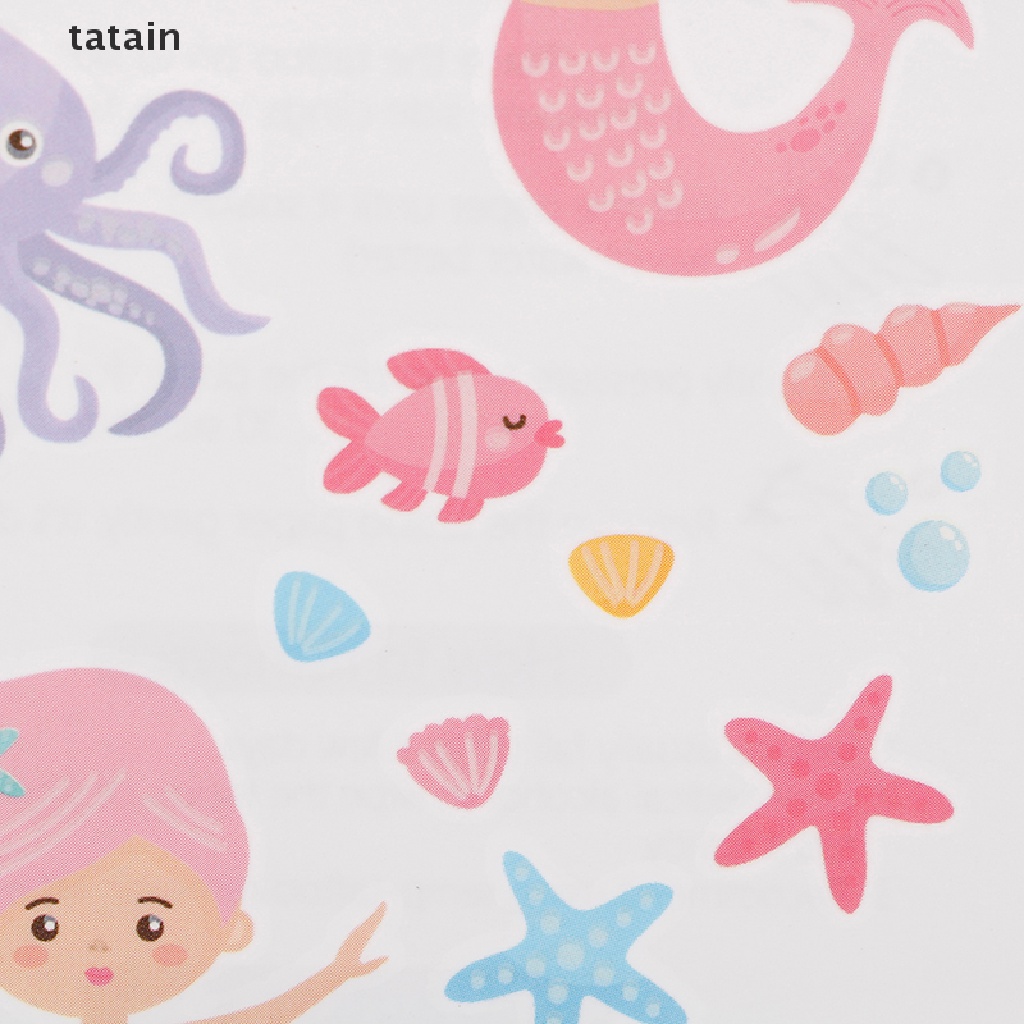 Bộ 15 tờ nhãn dán hình xăm tạm thời kiểu nàng tiên cá dễ thương dự tiệc dành cho trẻ em CVX