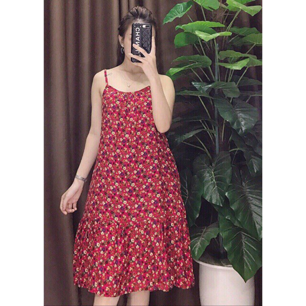 Váy lanh hai dây siêu mềm mát họa tiết ngẫu nhiên | BigBuy360 - bigbuy360.vn