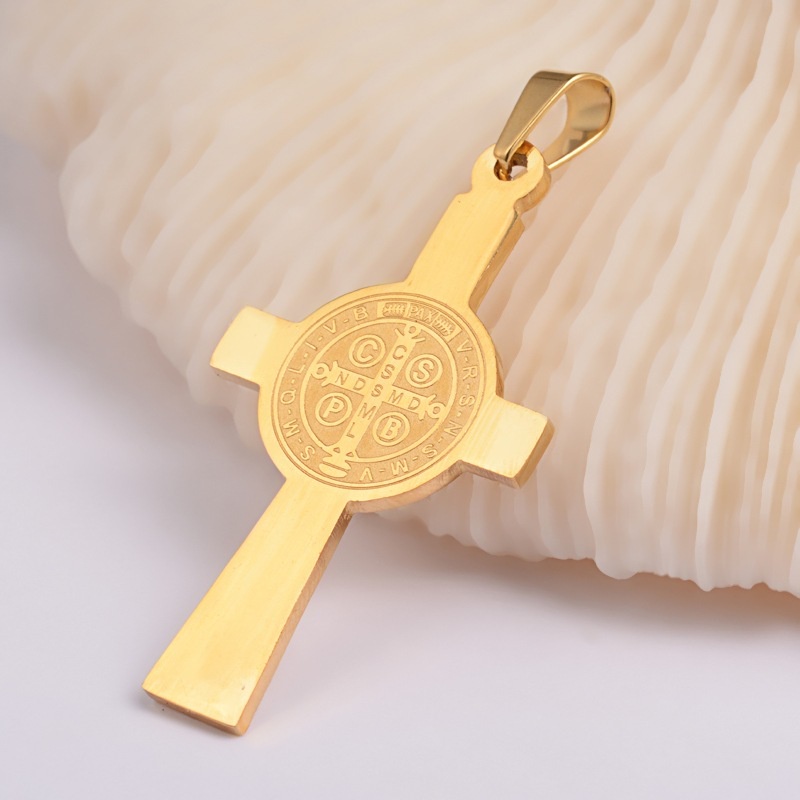 1-10 Mặt Vòng cổ Hình Thánh Giá Bằng Thép Không Gỉ 304 Mạ Vàng Chất Lượng Cao Cho Nam