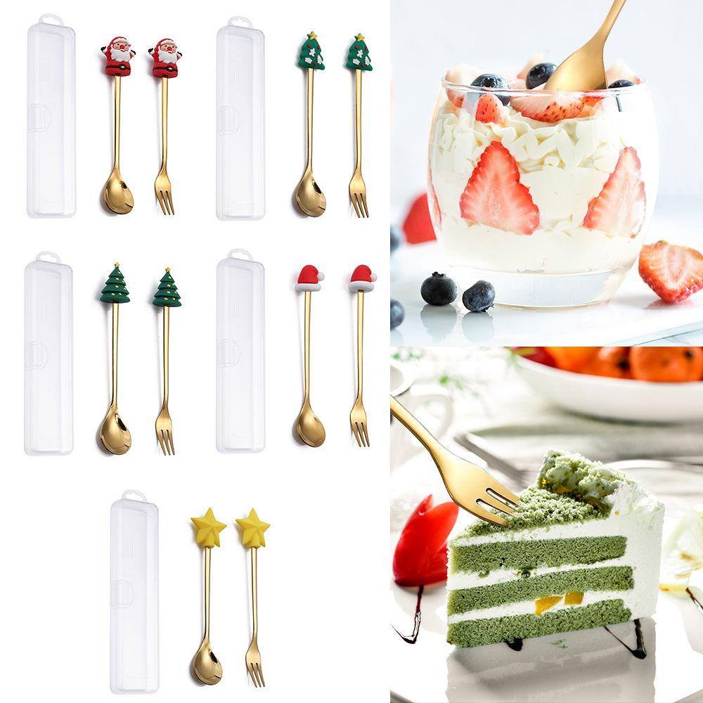 Set 2 Muỗng Cà Phê Bằng Thép Không Gỉ Phong Cách Giáng Sinh Độc Đáo