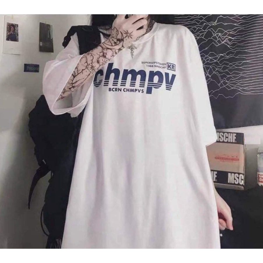 Áo thun chmpv cá tính QUYN unisex - Phông dài tay dáng rộng in hình basic stress style nam nữ - Chất cotton xu mát