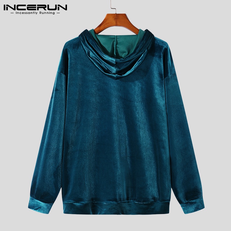 Áo hoodies nam INCERUN mùa thu đông vải nhung tay dài dáng rộng  | BigBuy360 - bigbuy360.vn