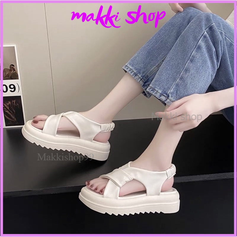 Sandal chun xoắn siêu xinh mới, sandal nữ đế răng cưa cao 4cm MAKKI SHOP