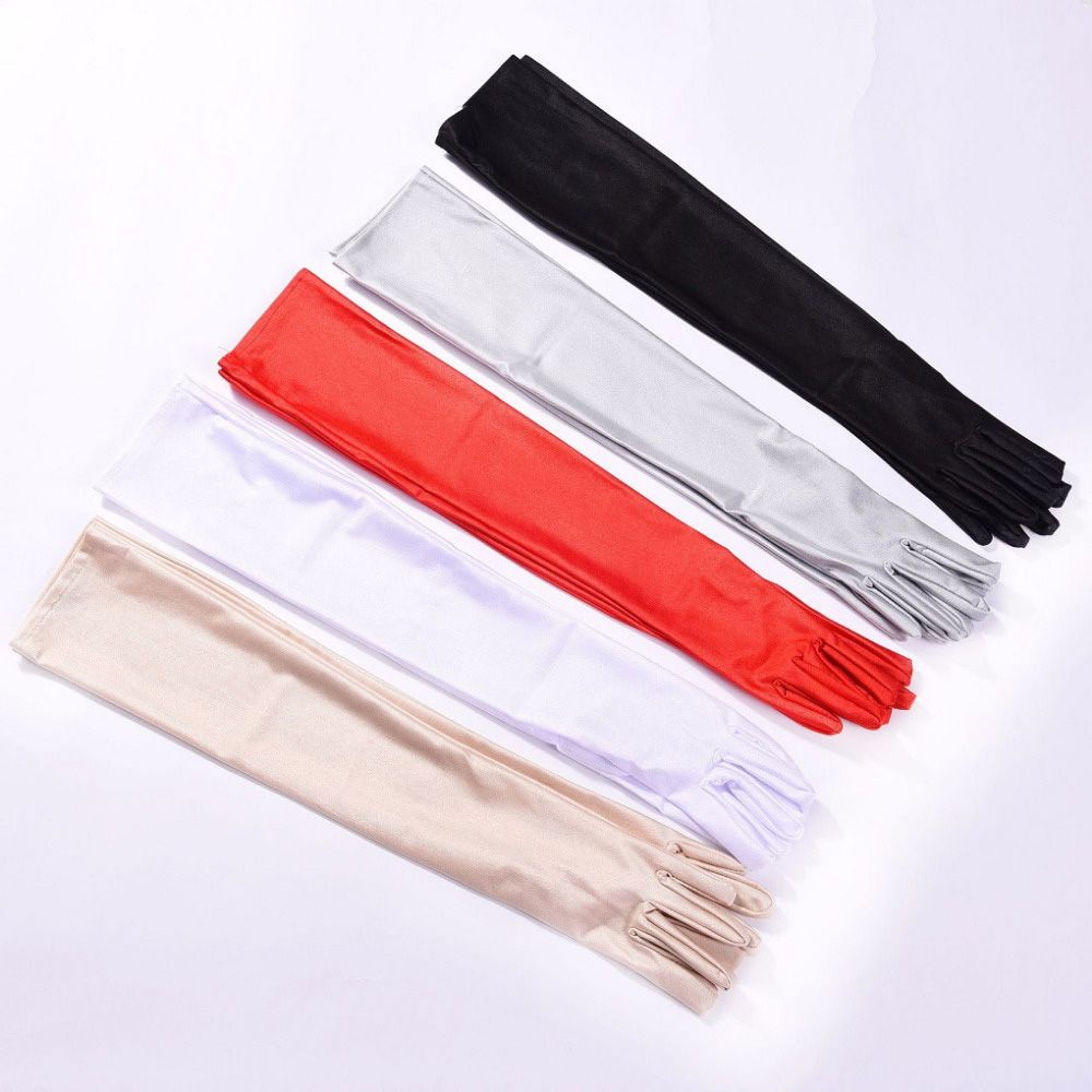 Găng tay dài vải satin chống nắng mùa hè bảo vệ khuỷu tay nhiều màu tùy chọn cho bạn nữ đeo khi dự tiệc/xem opera/vũ hội