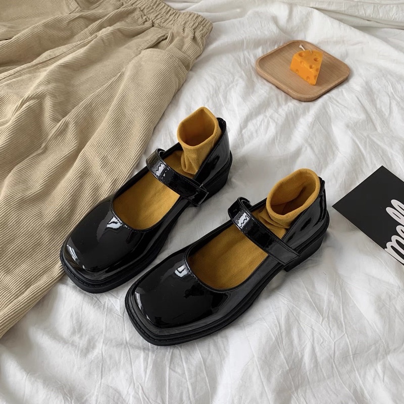 Giày búp bê có quai mũi vuông Mary Jane vintage học sinh Yannie Lolita