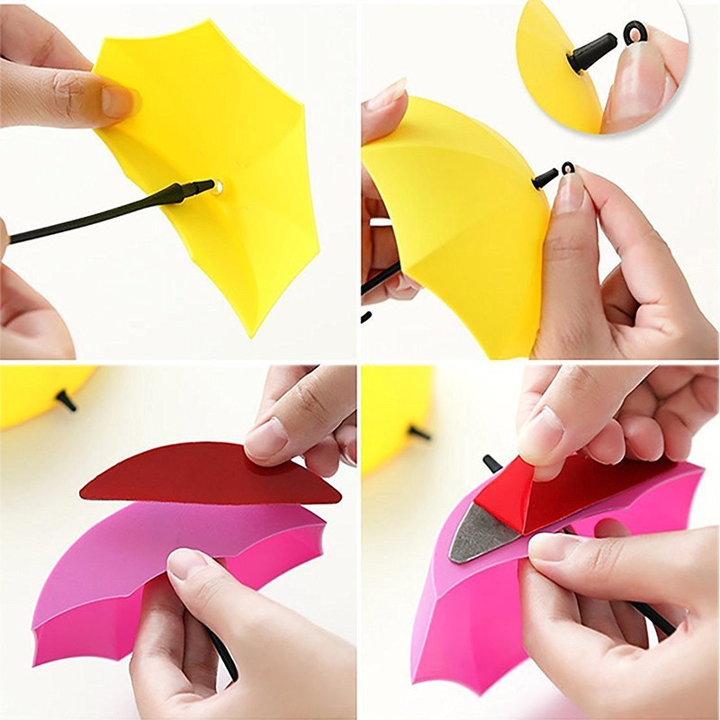 Bộ 3 Móc Treo Chìa Khóa Walfos Gắn Tường Hình Cây Dù Dễ Thương