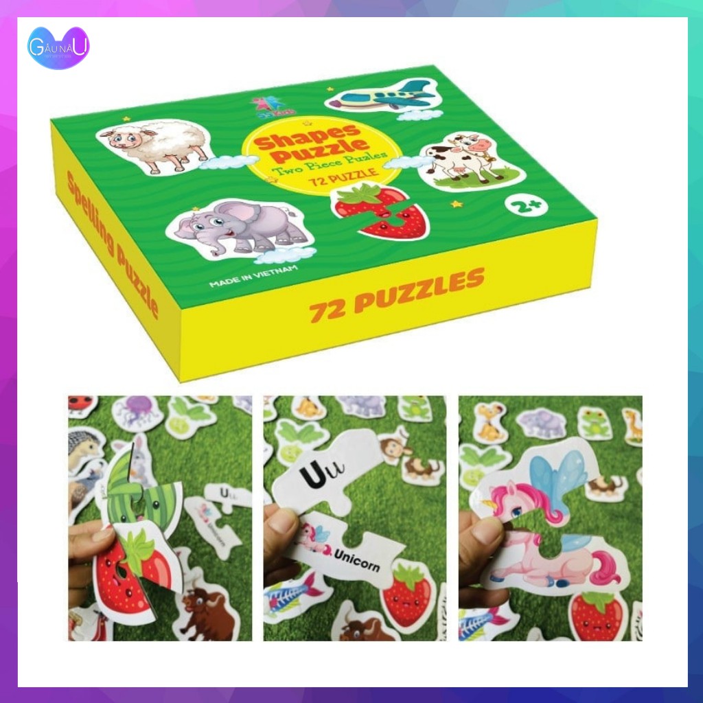 Bộ Ghép Hình Tư Duy 2 Mảnh Puzzles 72 Miếng Cho Bé Sáng Tạo, Thông Minh