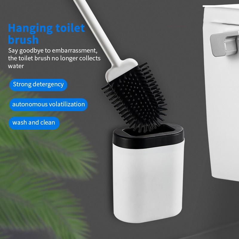 Bàn Chải Vệ Sinh Toilet Đầu Phẳng Bằng Silicone Mềm Bền Nhanh Khô