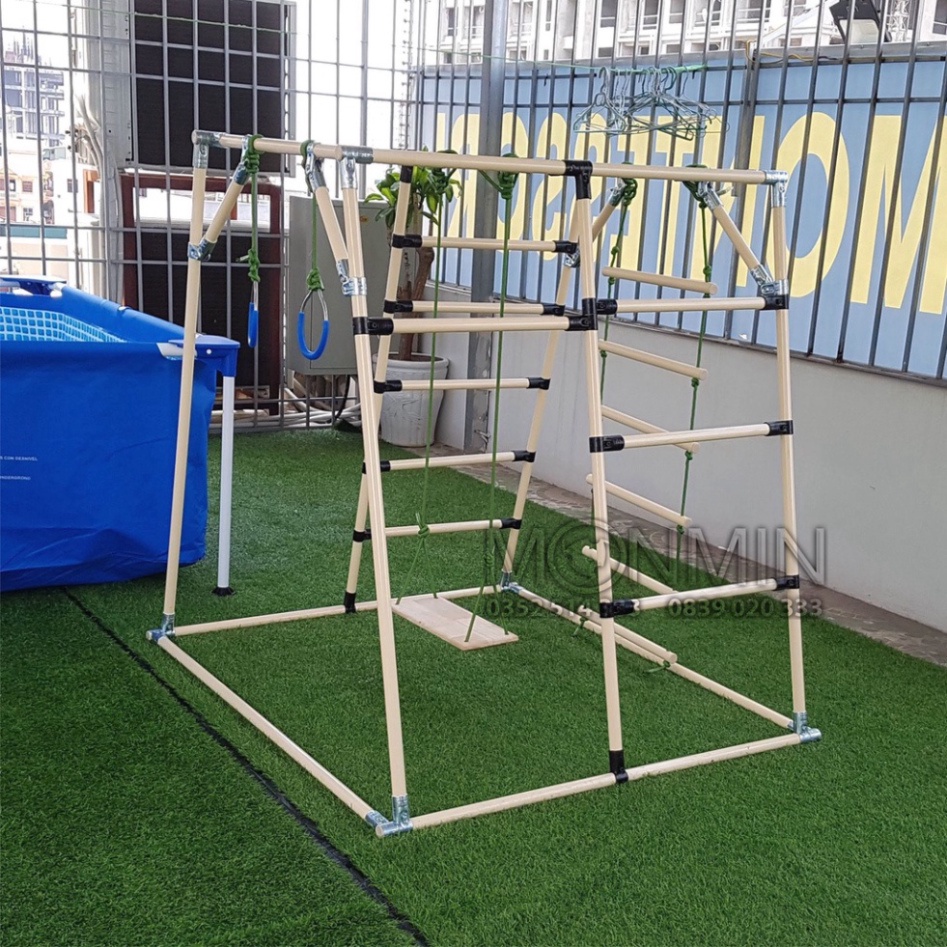 Xà đu đa năng Satech, khung vận động cho bé, hình hộp thang cân, bộ cao 1.3m: Trò chơi 1 3 4 5