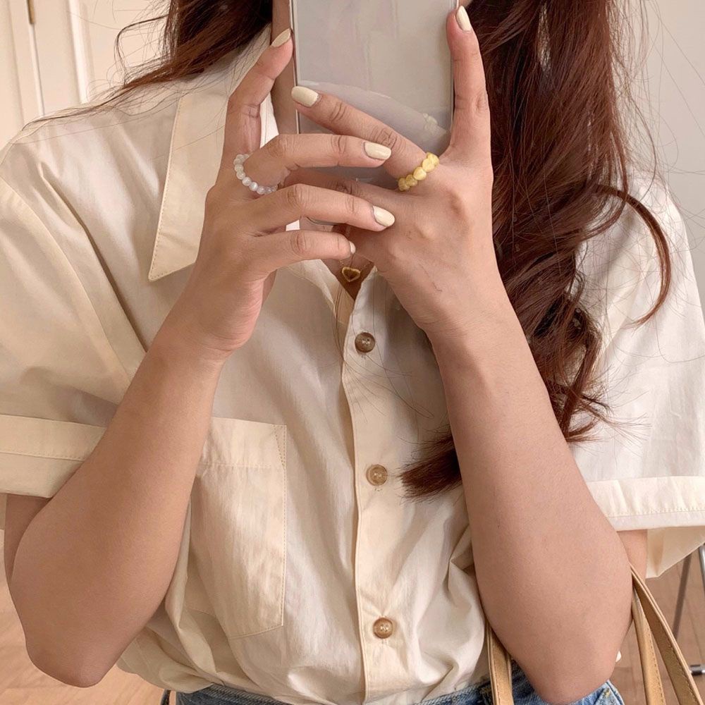 Nhẫn Hình Trái Tim Đính Đá Opal Nhiều Màu Thời Trang Hàn Quốc Cổ Điển Cho Nữ