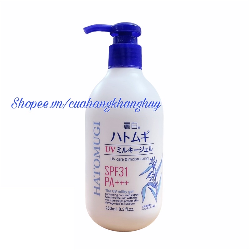 Sữa dưỡng thể trắng da, Chống nắng HATOMUGI SPF31 PA+++ 250 ml (Hàng nội địa của Nhật)