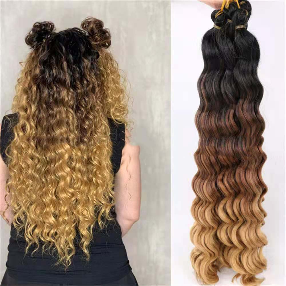 Bộ tóc giả nữ dài 32 inch uốn xoăn gợn sóng bằng sợi tổng hợp chịu nhiệt cao