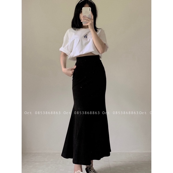 Chân váy đuôi cá dáng dài phong cách ulzzang Hàn Quốc chất vải umi