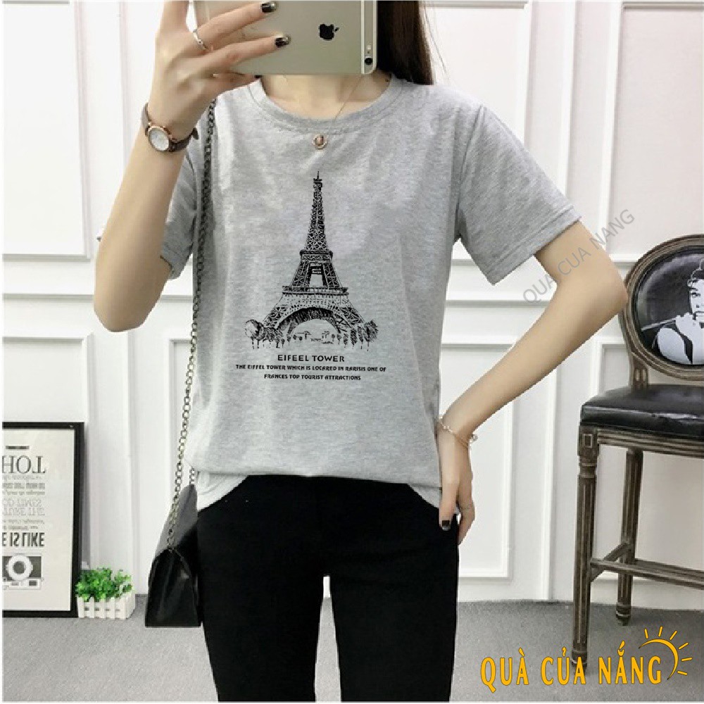 Áo Thun Nữ In Hình Tháp Paris Nhỏ Dễ Thương AT-373 ( 12 Màu )