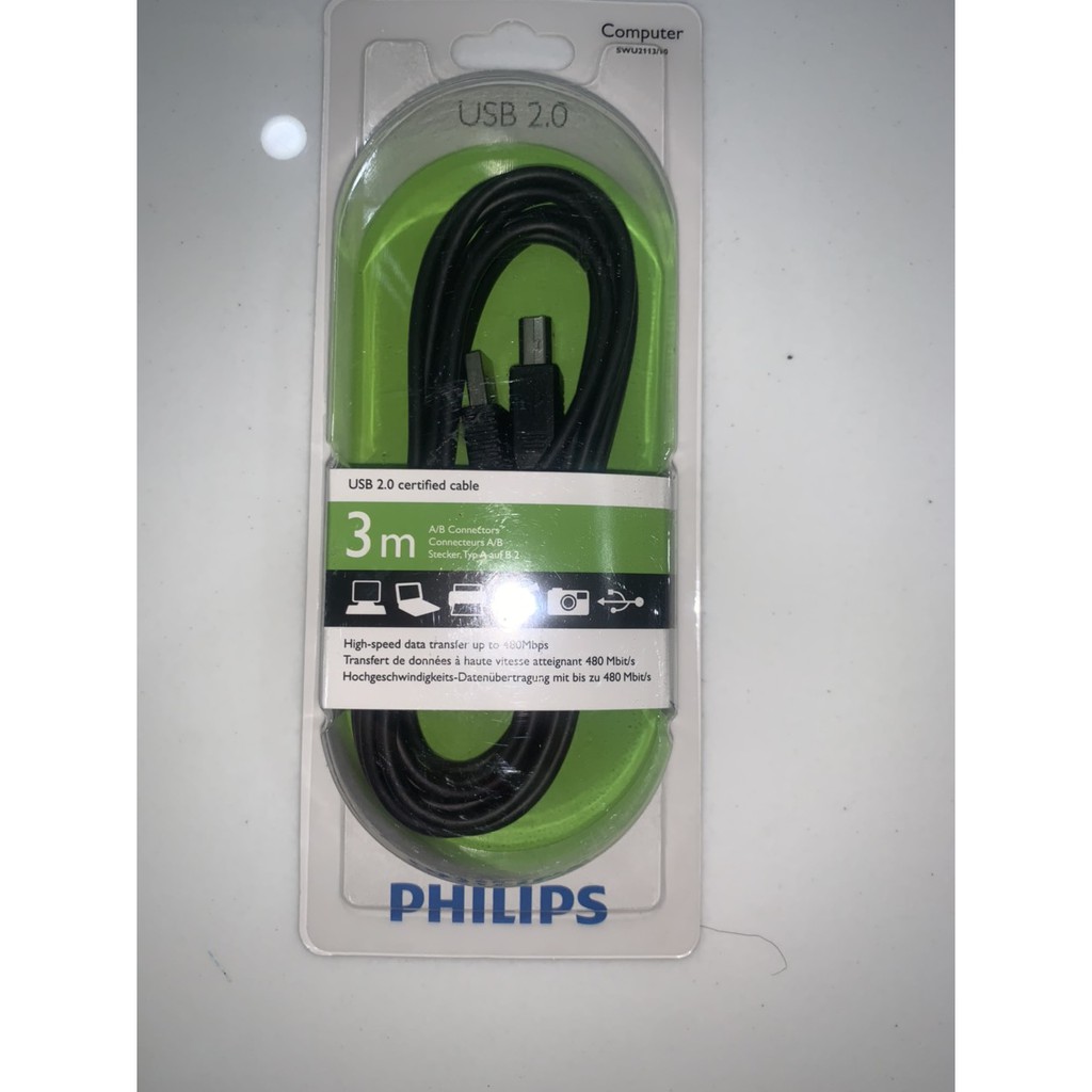 Cáp USB in Philips 2.0 1.8m SWU 2112/10 , 3m SWU 2113/10 , 5m SWU 2115/10