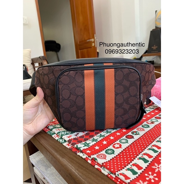 Túi belt bag Coach sọc cam cho nam AUTHENTIC