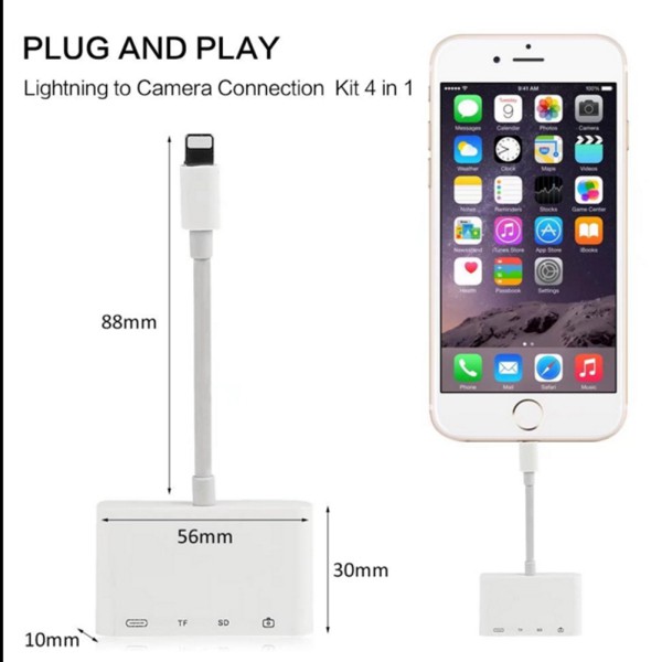 Đầu chuyển đa năng Lightning sang USB hỗ trợ đọc thẻ nhớ SD/TF