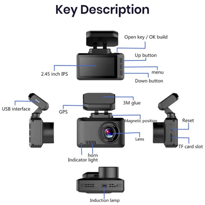 Camera hành trình ô tô G3, thương hiệu cao cấp Phisung: Chất lượng video 4K, có Wifi, có GPS, màn hình 2.45 inch {CHÍNH