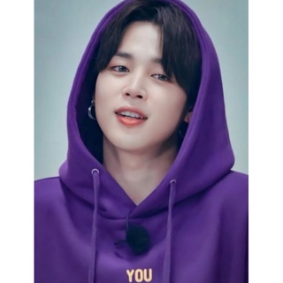 Áo hoodie màu tím in chữ you never walk alone seven with you made by jimin bts