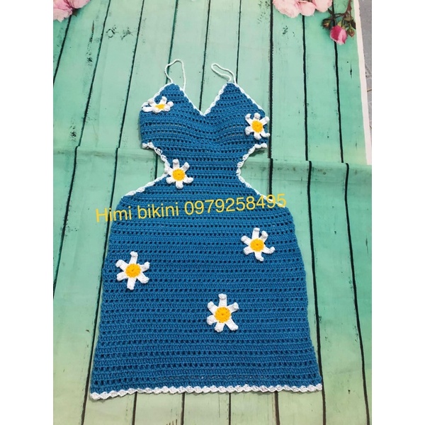 ĐẦM LEN MÓC ĐỦ MÀU NGỌC MẶC - sẵn màu tím  - BIKINI LEN