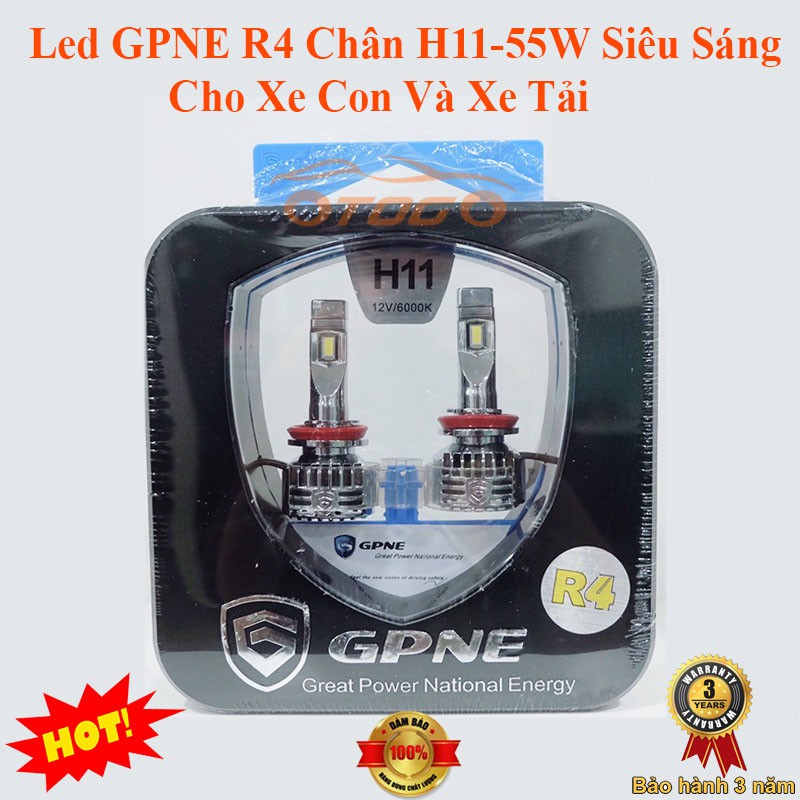 Bộ Đèn Led GPNE R4 Chân H11 55W Có Canbus Chính Hãng , Cho Xe Con 12V Và Xe Tải 24V