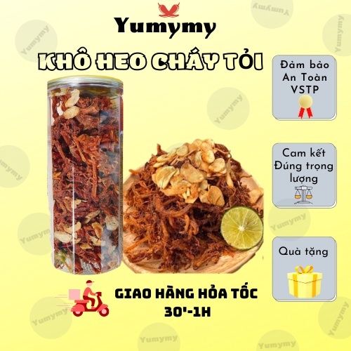 Khô heo cháy bơ tỏi tẩm gia vị loại ngon, thực phẩm ăn liền Yumymyfood