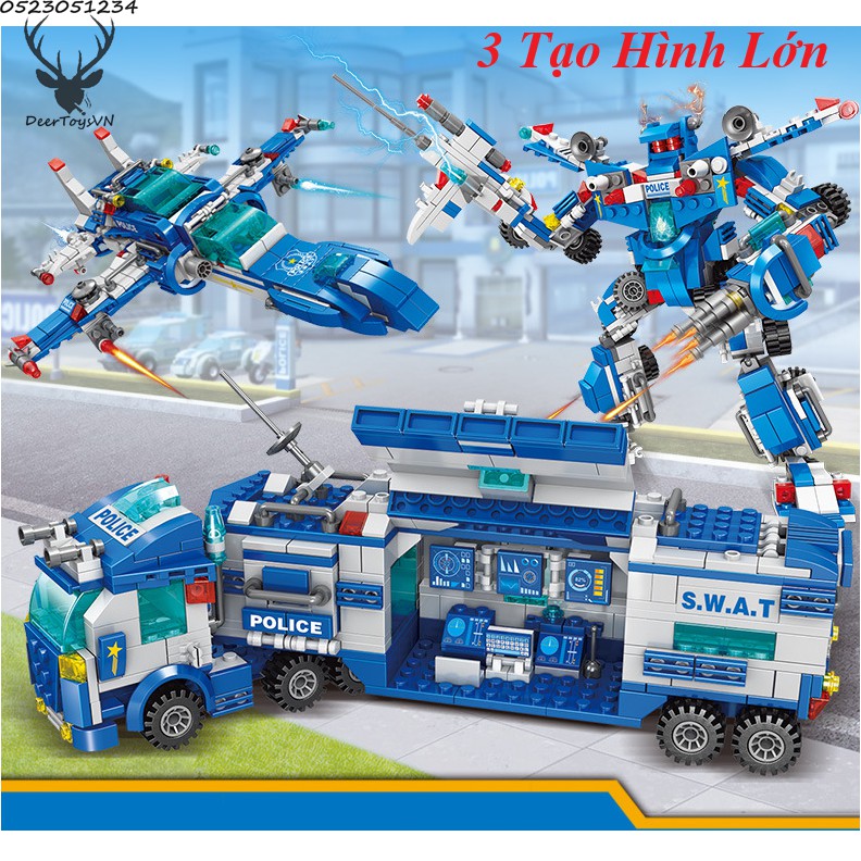 [700 CT-TÚI BÓNG] BỘ ĐỒ CHƠI XẾP HÌNH LEGO CẢNH SÁT, LEGO OTO, LEGO ROBOT, LEGO THUYỀN, LEGO TRỰC THĂNG, LEGO XE SWAT