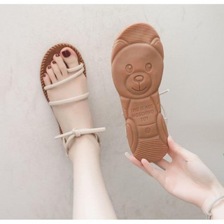 Sandal xỏ ngón, sandal bệt, giày bệt dây ngang đế mềm, quai chun hậu đế gấu cute SD18