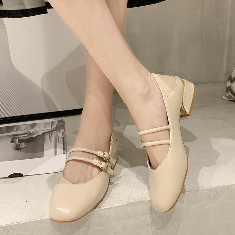 Single Shoes Female 2021 Summer New Wild Thick With Flat Net Red A Pedal Pregnant Women Night Evening Peas Shoes Spring