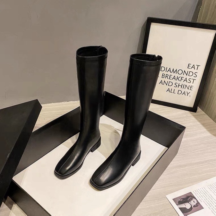 Giày Boots nữ cao cổ khoá kéo sau lót nỉ êm, Bốt đùi nữ chất liệu da Pu cao cấp đế vuông cao 3p thời trang hot
