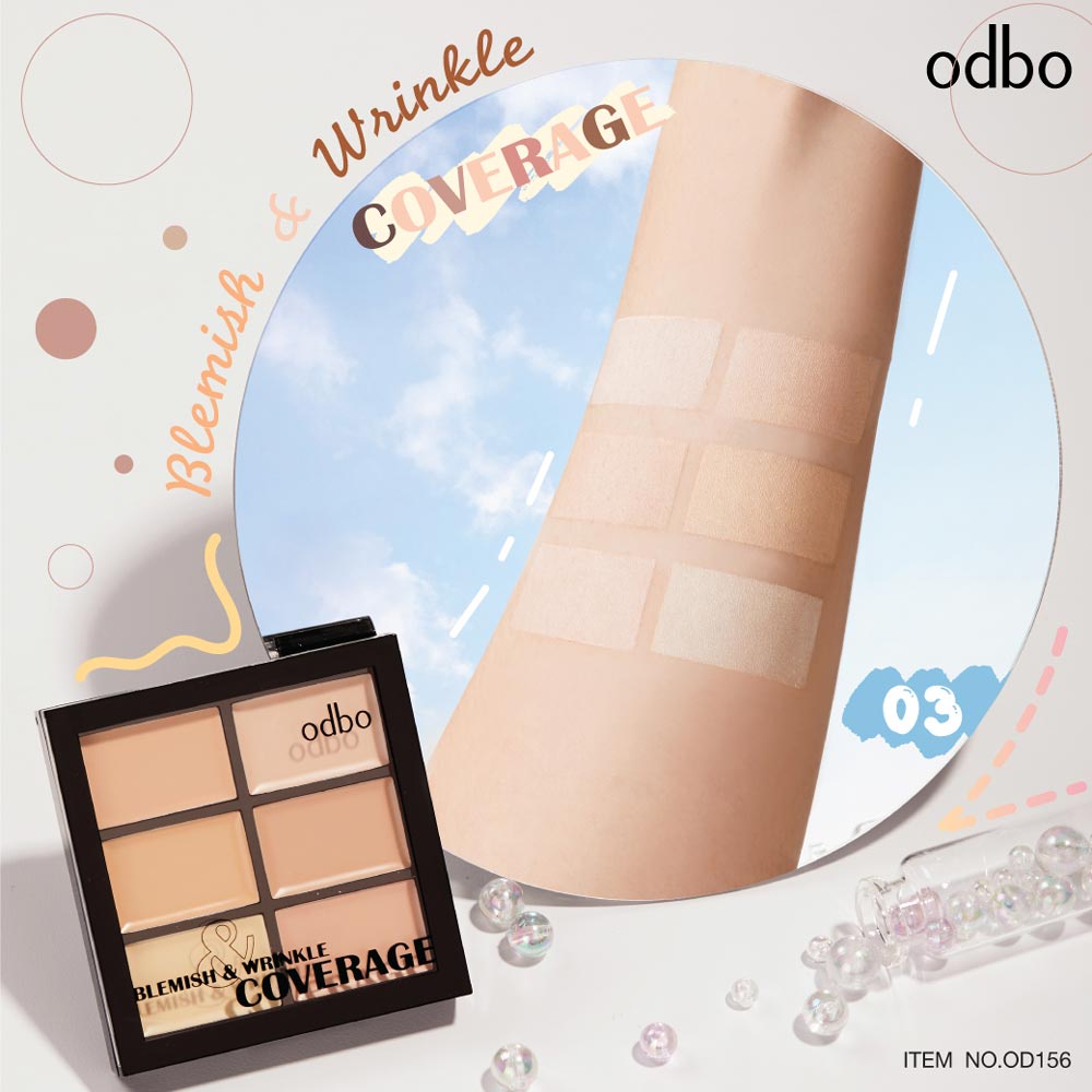 Bảng Kem Che Khuyết Điểm Mụn Và Hiệu Chỉnh Màu Da Tông Sáng Odbo Blemish &amp; Wrinkle Coverage OD156 No.03