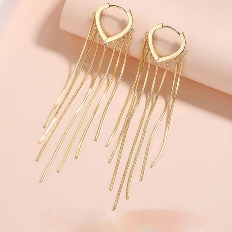 1 Đôi Bông Tai Màu Vàng/Bạc Dáng Dài Hình Trái Tim Đơn Giản Thời Trang Cho Nữ