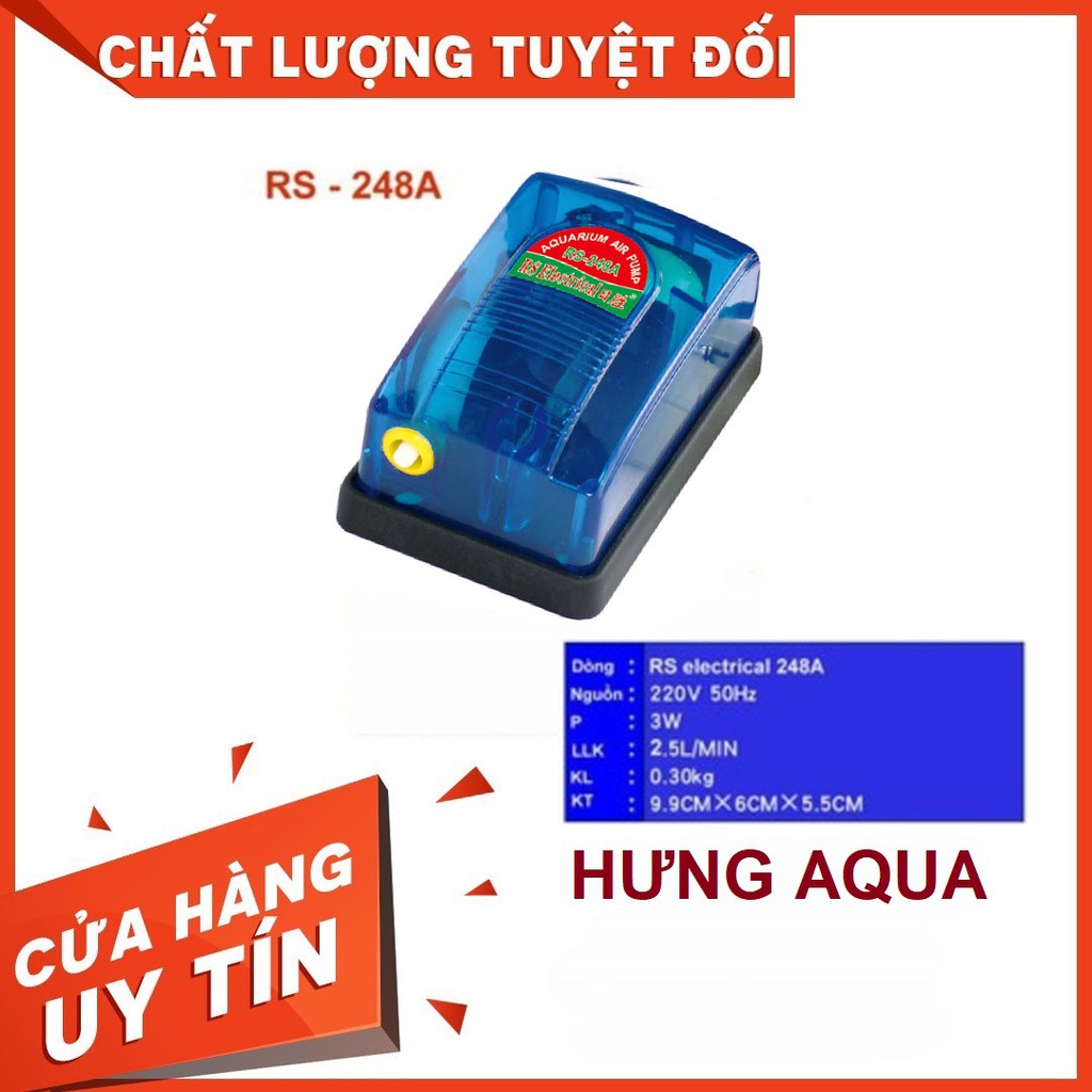 Máy sủi oxy - máy sục oxy bể cá mini 1 vòi RS 248A / SOBO 248A 3W tiết kiệm điện