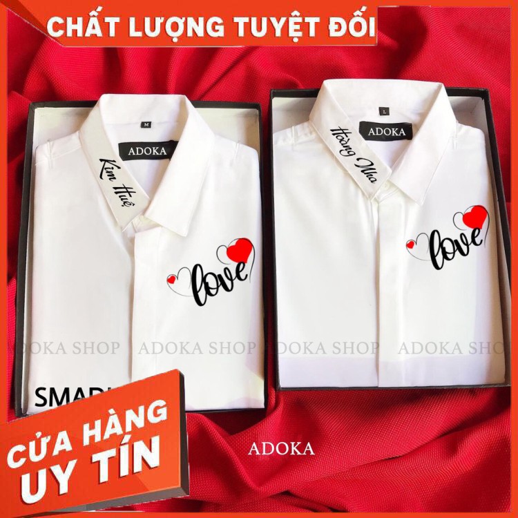 [Mã DONAKM1 giảm 10k đơn 100k ] Áo Sơ Mi Nam Nữ Đồ Đôi Dài Tay Hot Trend In Mẫu Tình Yêu Và Họa Tiết.Áo cặp D4. Đợt 1 | BigBuy360 - bigbuy360.vn