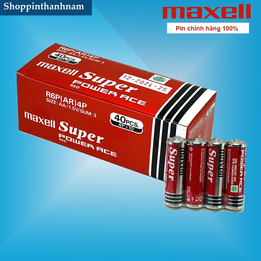 Hộp 40 Viên Pin AA Maxell Tiểu Super Power Chính Hãng