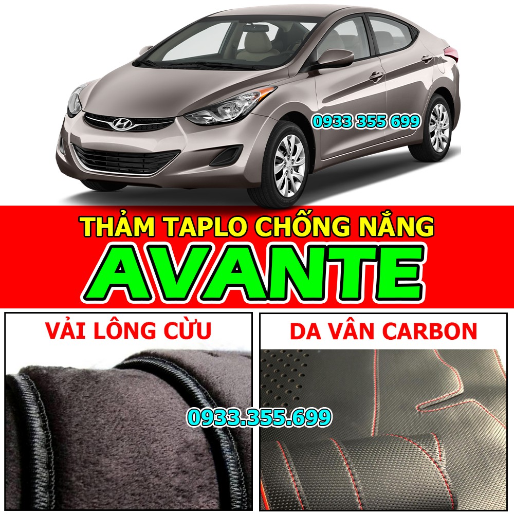 Thảm Taplo HYUNDAI AVANTE bằng Nhung lông Cừu, Da vân Carbon, Da vân Gỗ 2011 2012 2013 2014 2015 2016