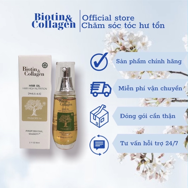 Tinh dầu dưỡng tóc BIOTIN&COLLAGEN 60ml giữ nếp làm bóng và mềm tóc thơm hương nước hoa