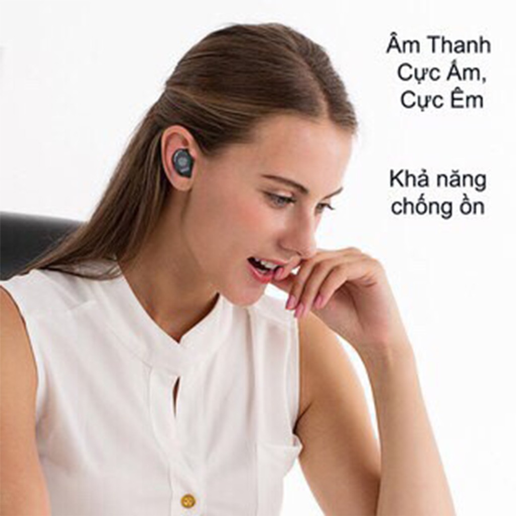 [DÙNG LÀ PHÊ] [Bao Test 15 Ngày] Tai nghe Bluetooth F9 - V5.0 Cảm Ứng Vân Tay Kiêm Sạc Dự Phòng, Chống Nước