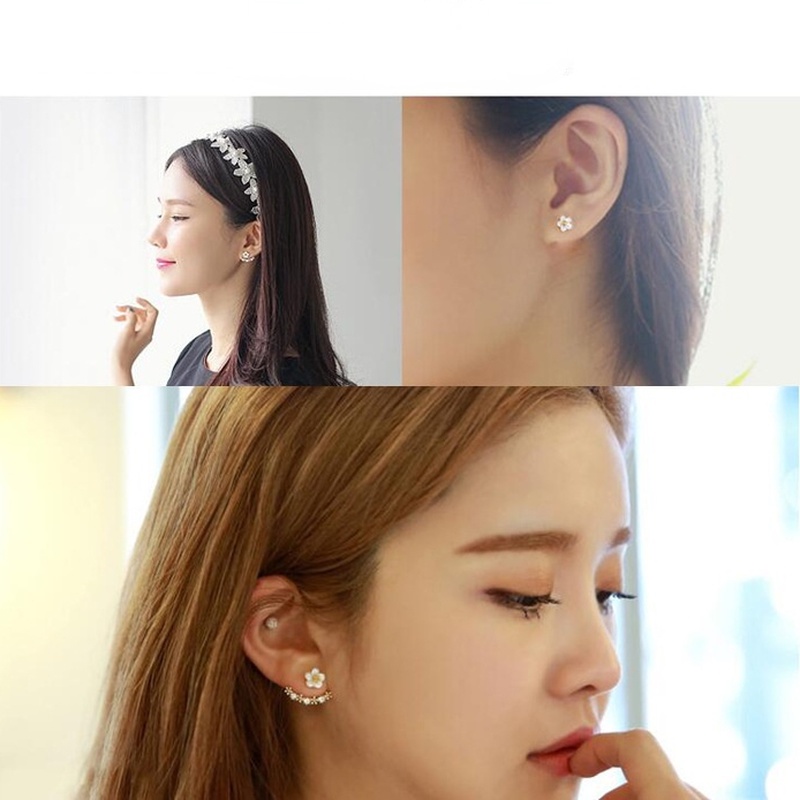 Khuyên Tai Dạng Hạt Treo Lưng Bằng Hợp Kim Hình Hoa Cúc Nhỏ Cao Cấp