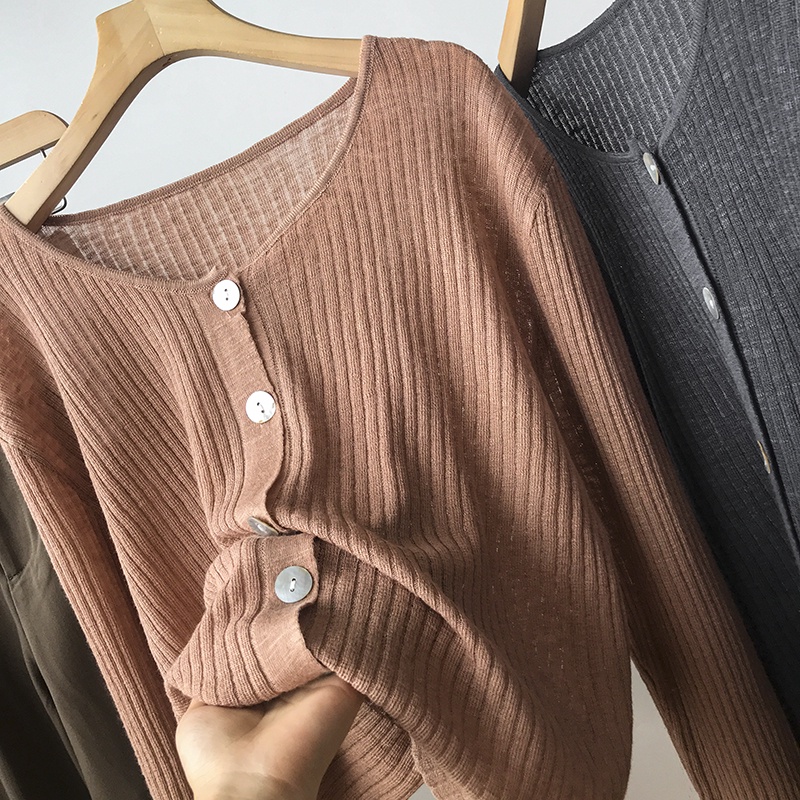 Áo Len Dệt Kim Tay Dài Dáng Rộng Ulzzang Cho Nữ Purpleheart