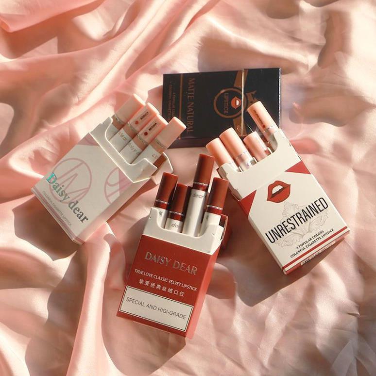 [Hàng mới về] Bộ 4 son môi DAISY DEAR chất lượng cao thiết kế vỏ hình thuốc lá độc đáo | BigBuy360 - bigbuy360.vn