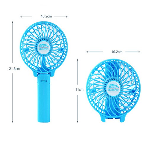 Quạt mini cầm tay 3 tốc độ siêu mát có pin và cáp sạc [ Giao màu ngẫu nhiên]