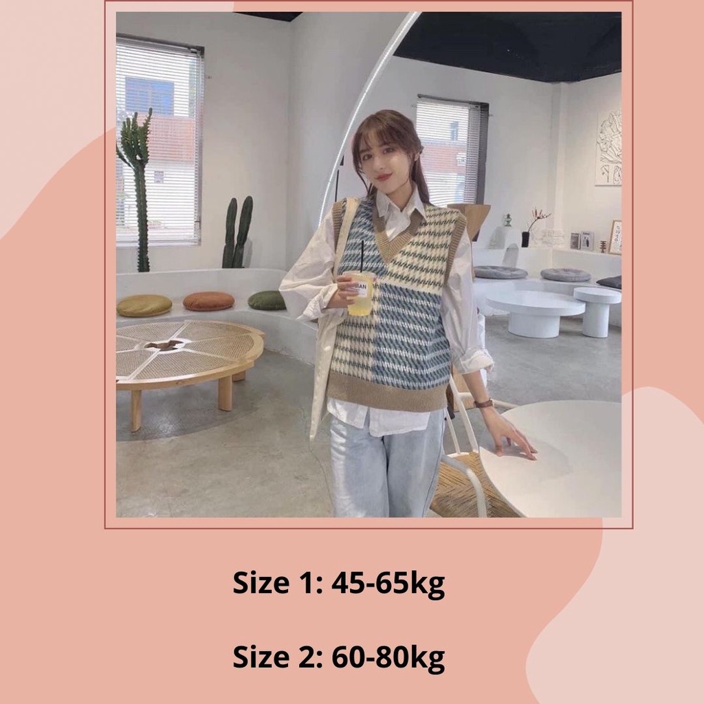 Áo gile nữ kẻ caro len thổ cẩm mềm Quảng Châu cổ V Bigzone GL123 | BigBuy360 - bigbuy360.vn